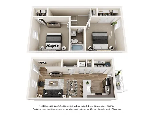 Floor plan 2 Bedroom, 1.5BA Townhome