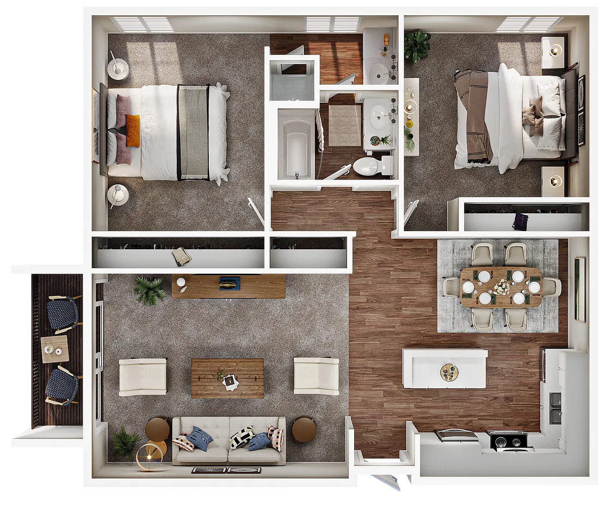 Floor plan 2 Bed, 1 Bath