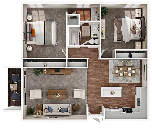 Floor plan 2 Bed, 1 Bath