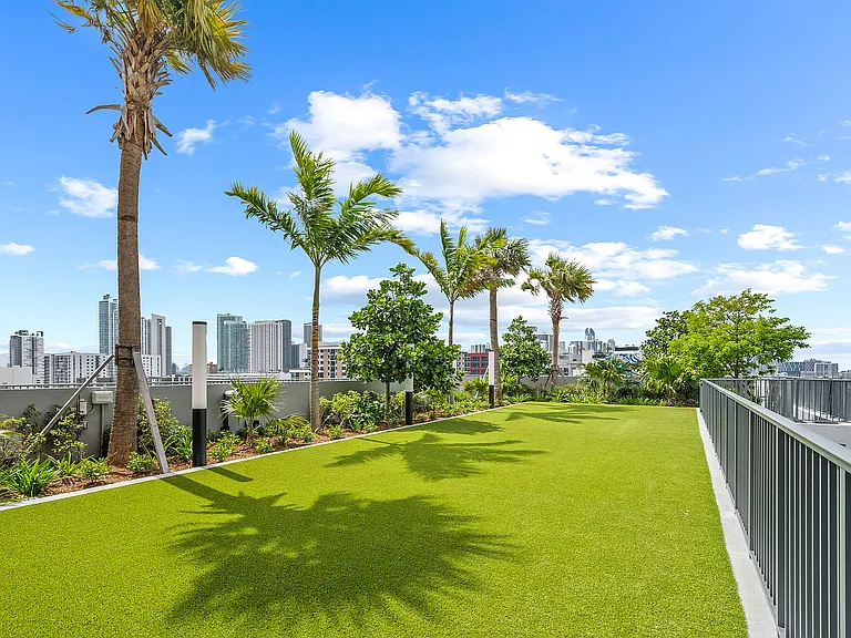 Rooftop south-facing yoga lawn
