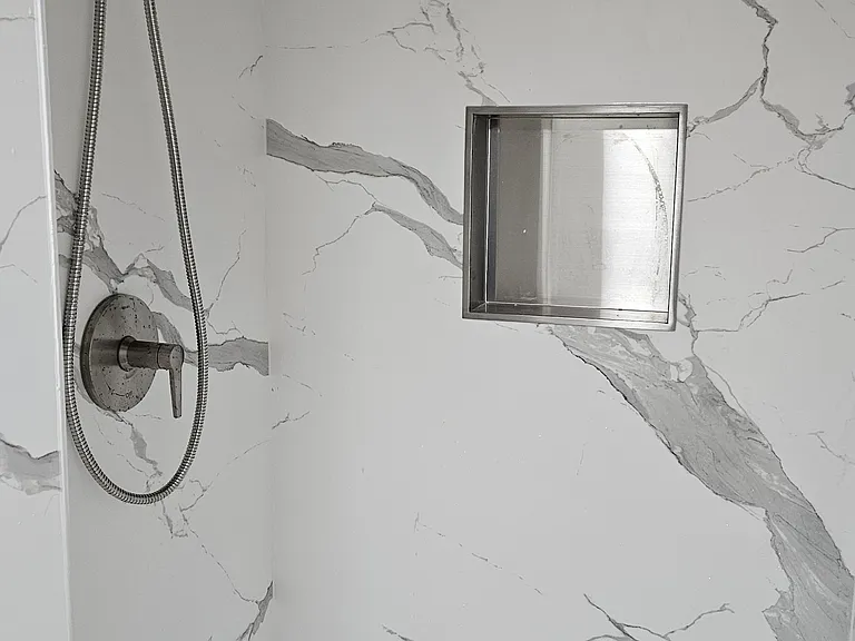 Brand new marble shower with skylight