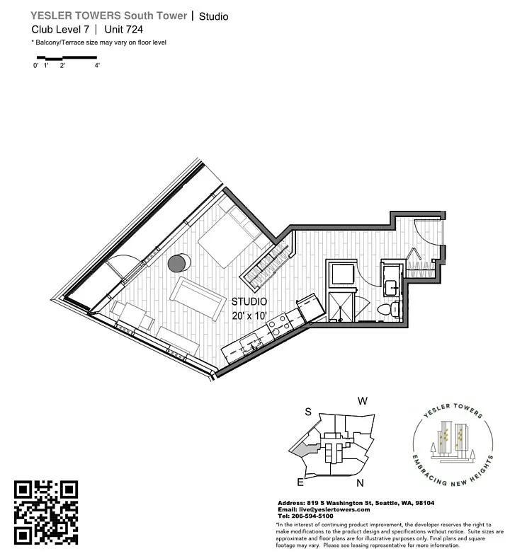 Floor plan Studio - Income Restricted 80% AMI
