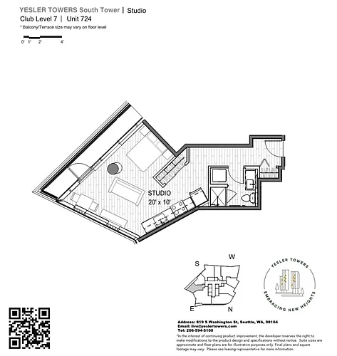 Floor plan Studio - Income Restricted 80% AMI