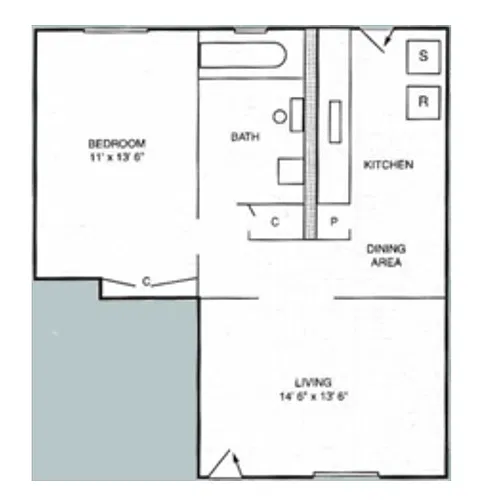 Floor plan 1 Bedroom