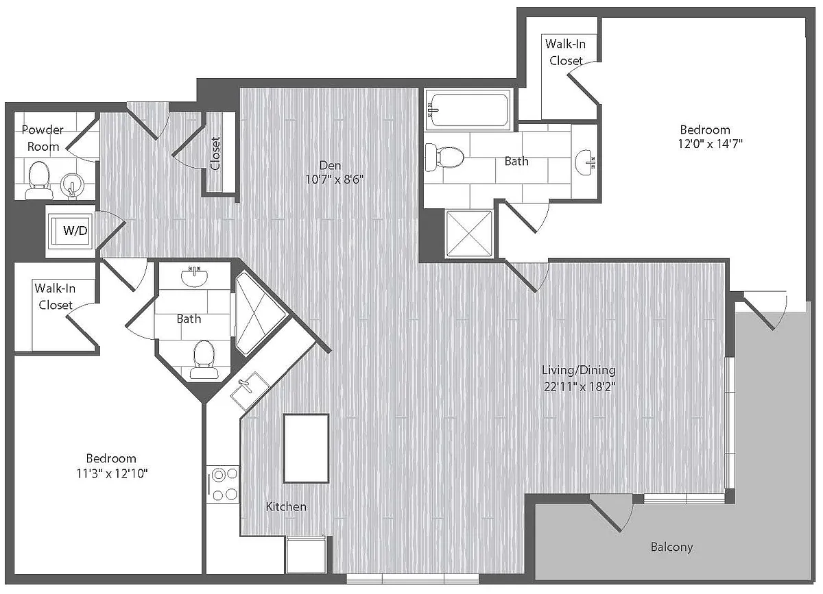 Floor plan 2 Bed 2.5 Bath - B1