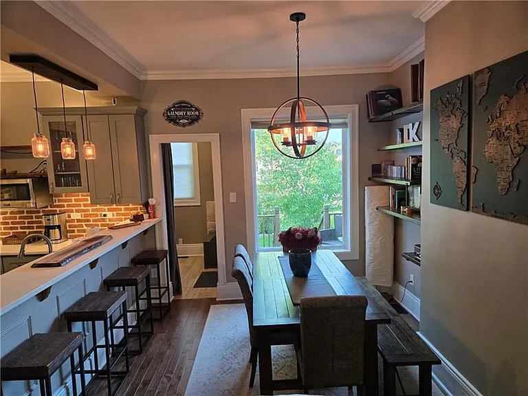 Dining area overlooking the backyard.