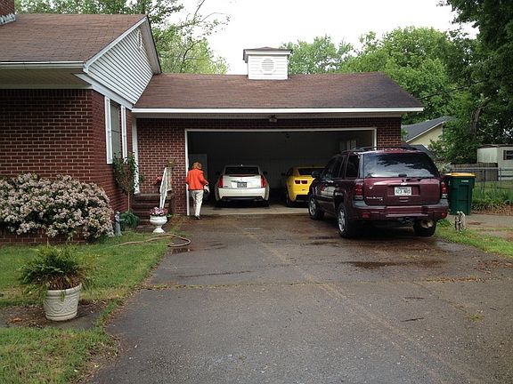 Nice two car garage with new door