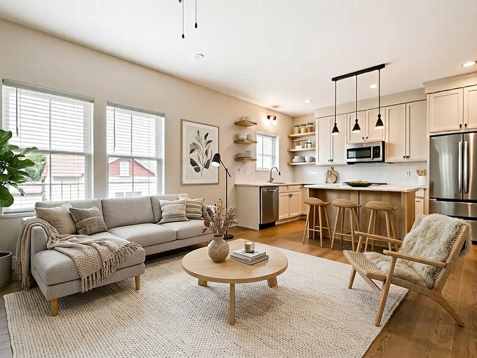 Virtually staged living room. Unit is unfurnished.