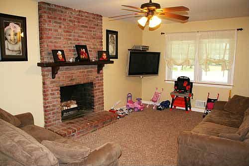Family room with fireplace