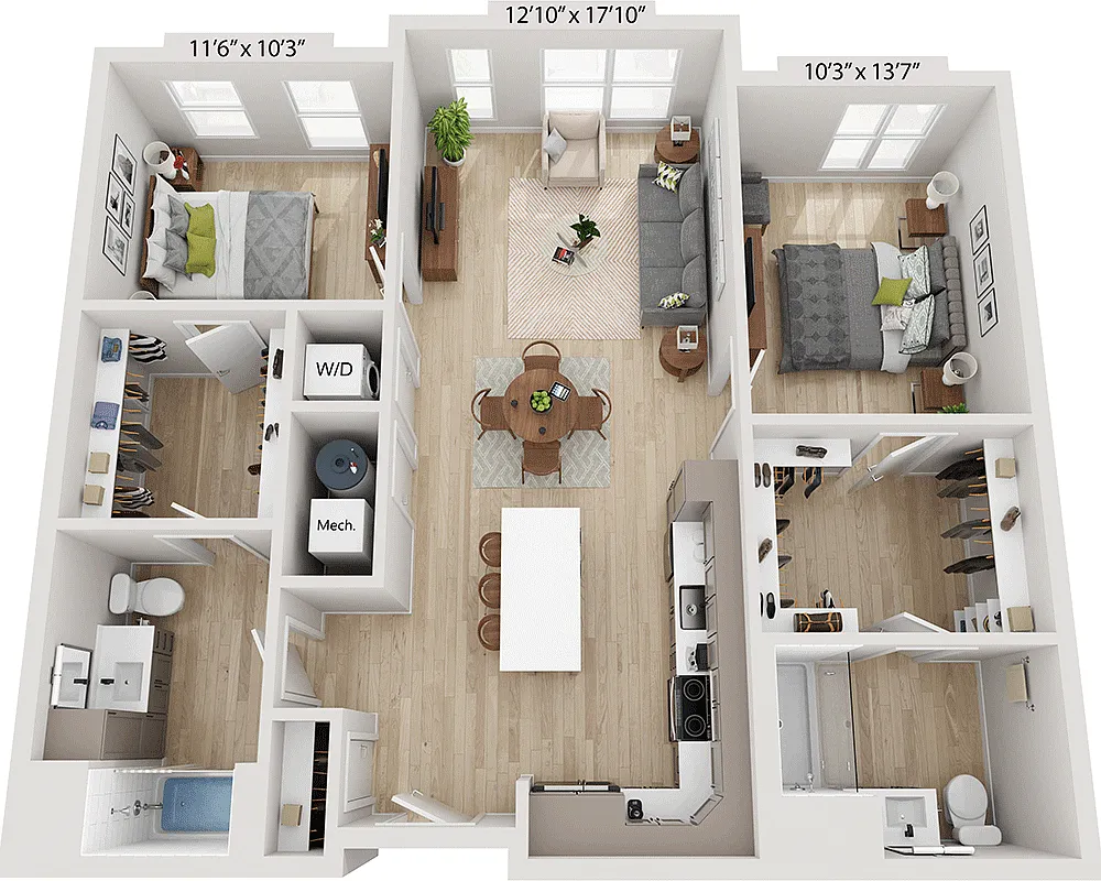 Floor plan Two Bedroom B2B