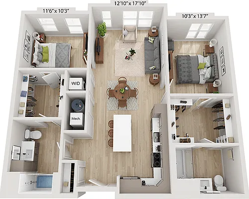 Floor plan Two Bedroom B2B