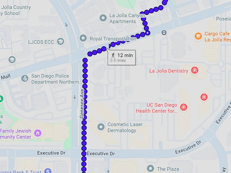 Walking distance to Executive Dr Tram Station