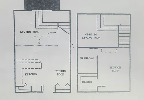 Floor plan 1 BDRM Sunken Living Rm LOFT