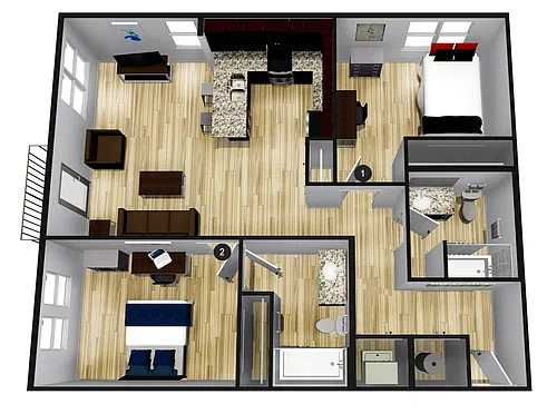 Floor plan D2 - 2X2