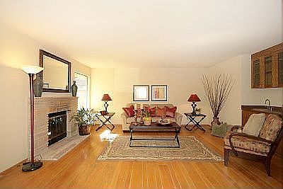 Living Room faces private rear yard.