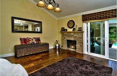 Family room off of kitchen and slider into backyard