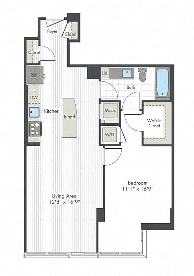 Floor plan 1 Bed/1 Bath-G1