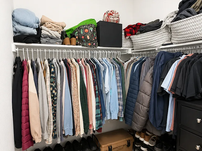 Primary walk-in closet.