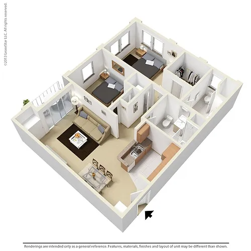 Floor plan 2 Bed 2 Bath K