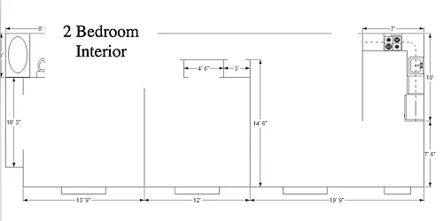 Floor plan 2 Beds, 1 Bath Deluxe