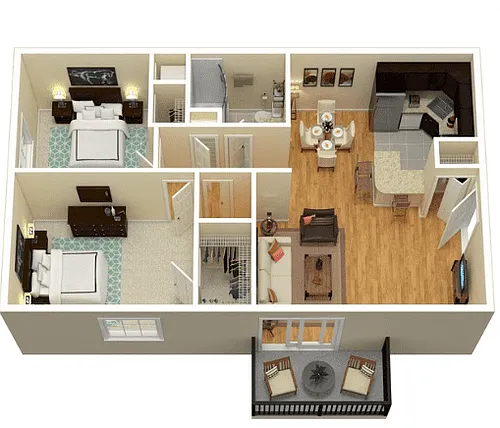 Floor plan Premier 2 Bedroom 1 Bath