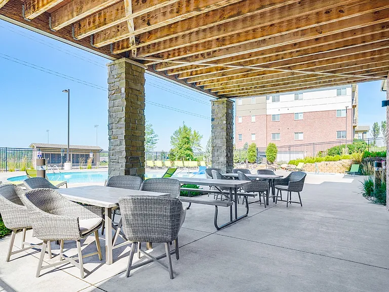 Our outdoor patio offers plenty of seating for enjoying a meal or catching up with neighbors.