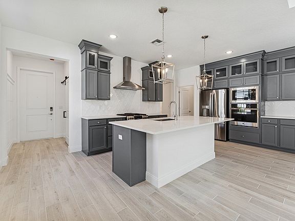 Kitchen with pendant lighting