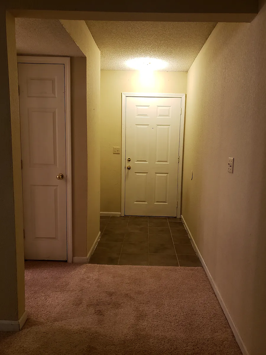 Entry door showing coat closet. - 707 Cedar Dr #C