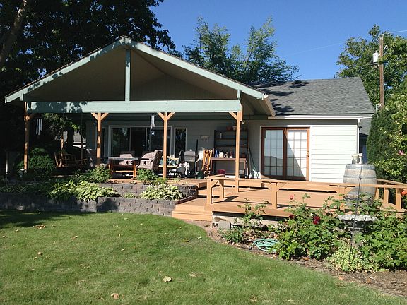 Large redwood deck