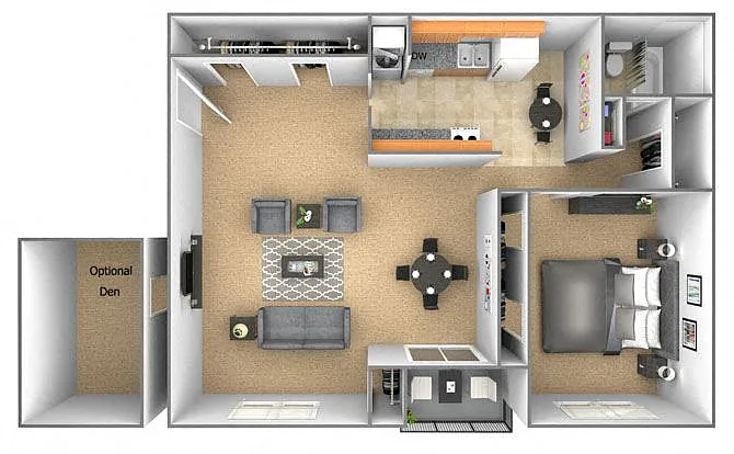 Floor plan 1 Bedroom 1 Bath