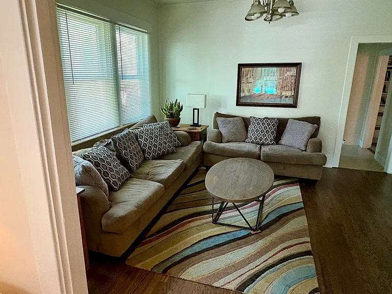 Living room with large-screen TV