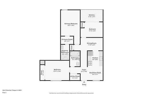 Floor plan Premium Two Bed 1 Bath 950 sqft