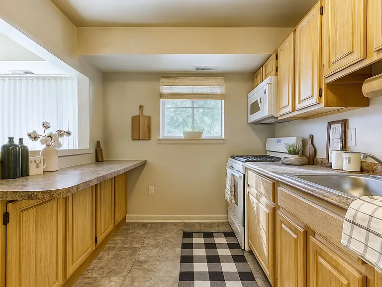 Spacious kitchen with pantry storage and breakfast bar