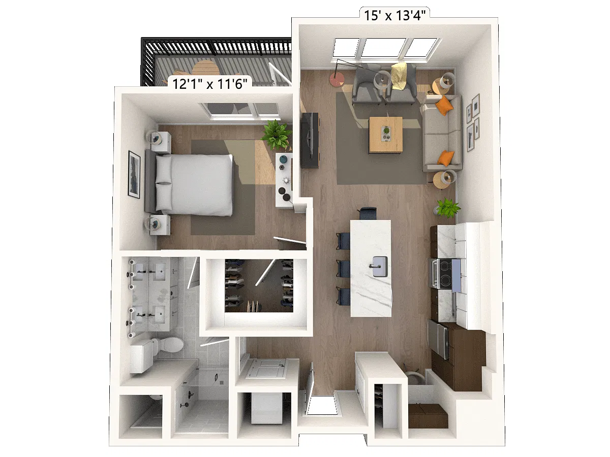 Floor plan 2A2.2 1x1 724 SF-FP
