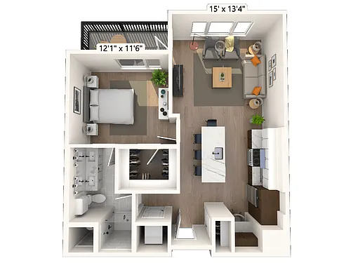 Floor plan 2A2.2 1x1 724 SF-FP
