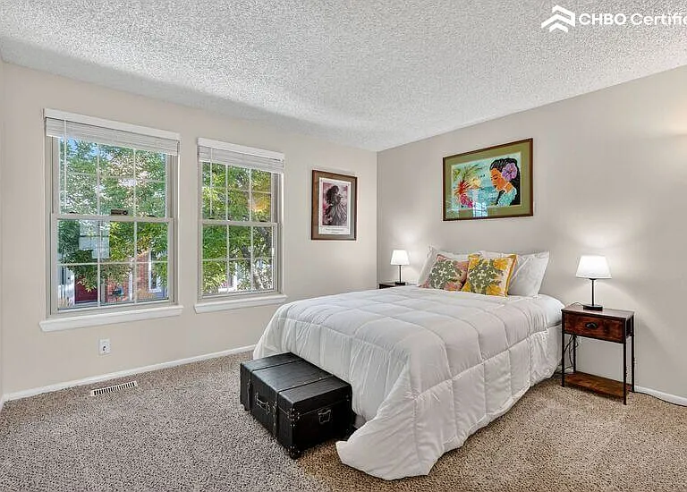 double bed , 2 nightstands with charging ports