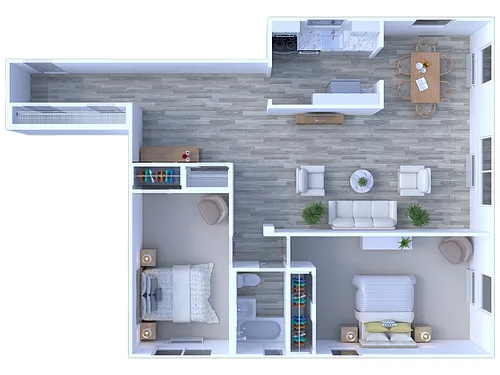 Floor plan 2 BR - 1 BTH Deluxe
