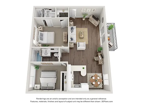 Floor plan 2 Bed 2 Bath A