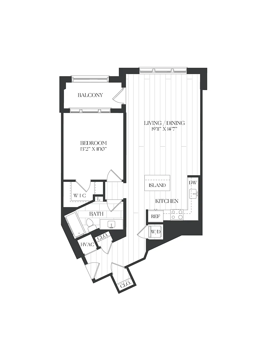 Floor plan 1 Bed/1 Bath-1B-9-The Barrett
