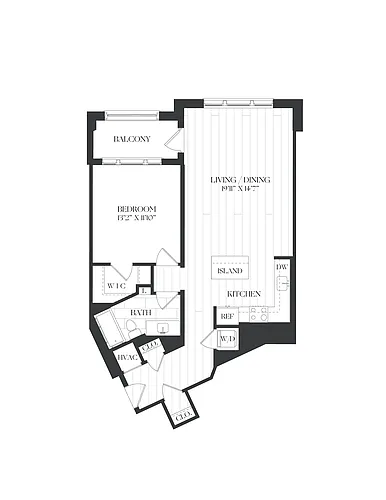 Floor plan 1 Bed/1 Bath-1B-9-The Barrett