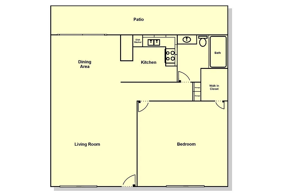 Floor plan 1 Bedroom, 1 Bath - with Balcony