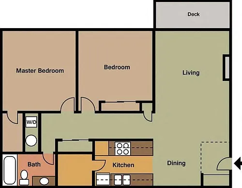 Floor plan 2 Bedroom 1 Bathroom Large