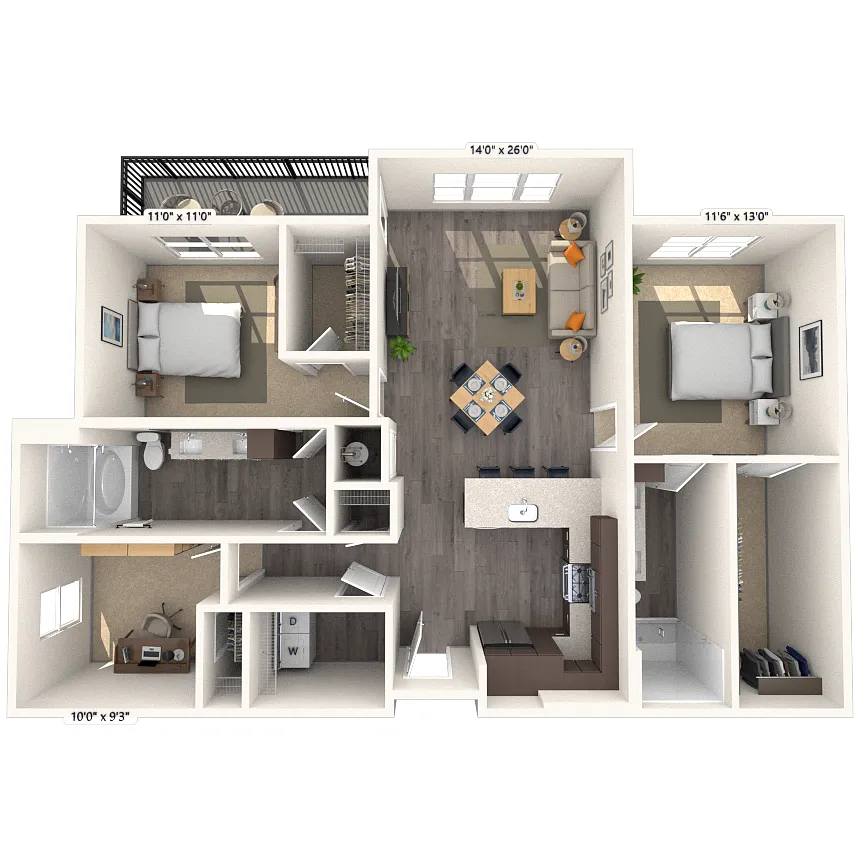 Floor plan B5 2x2 1331 SF-FP