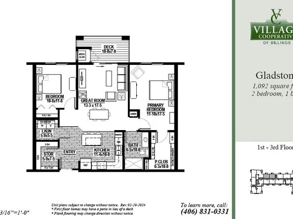 Gladstone Plan, Village Cooperative of Billings (Active Adults 62+)