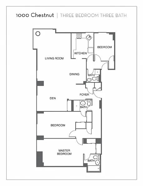 Floor plan 3 Bed, 3 Bath