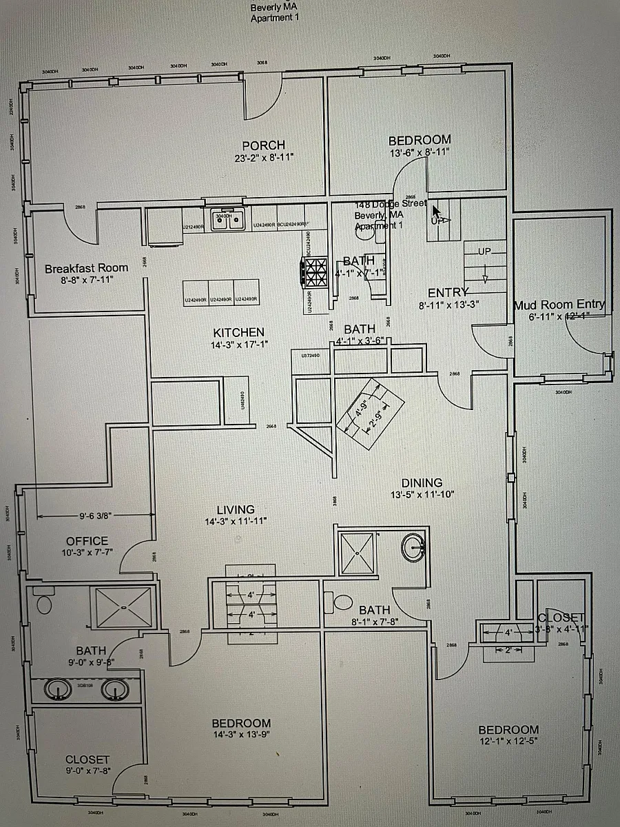 Diagram of layout of first floor - 148 Dodge St #1