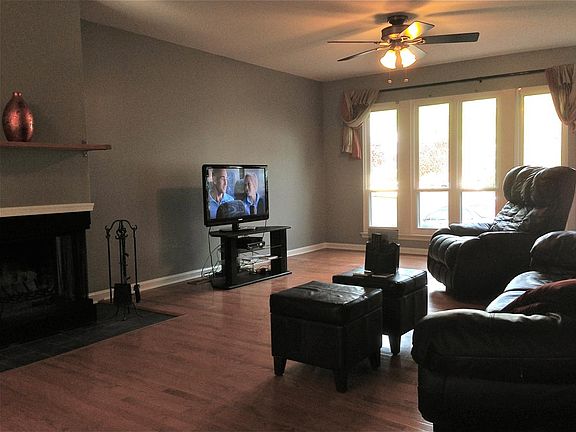 Living room with new hardwood floors.