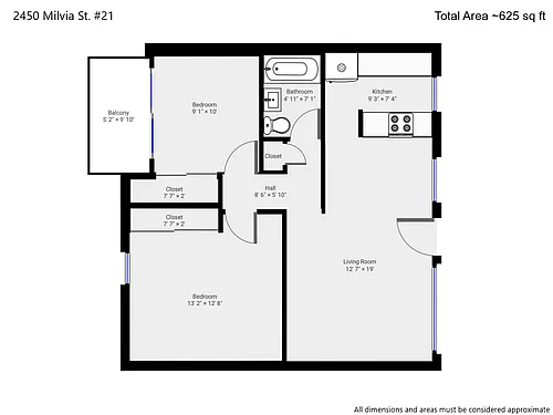 Floor plan East Balcony Water Included 2BD