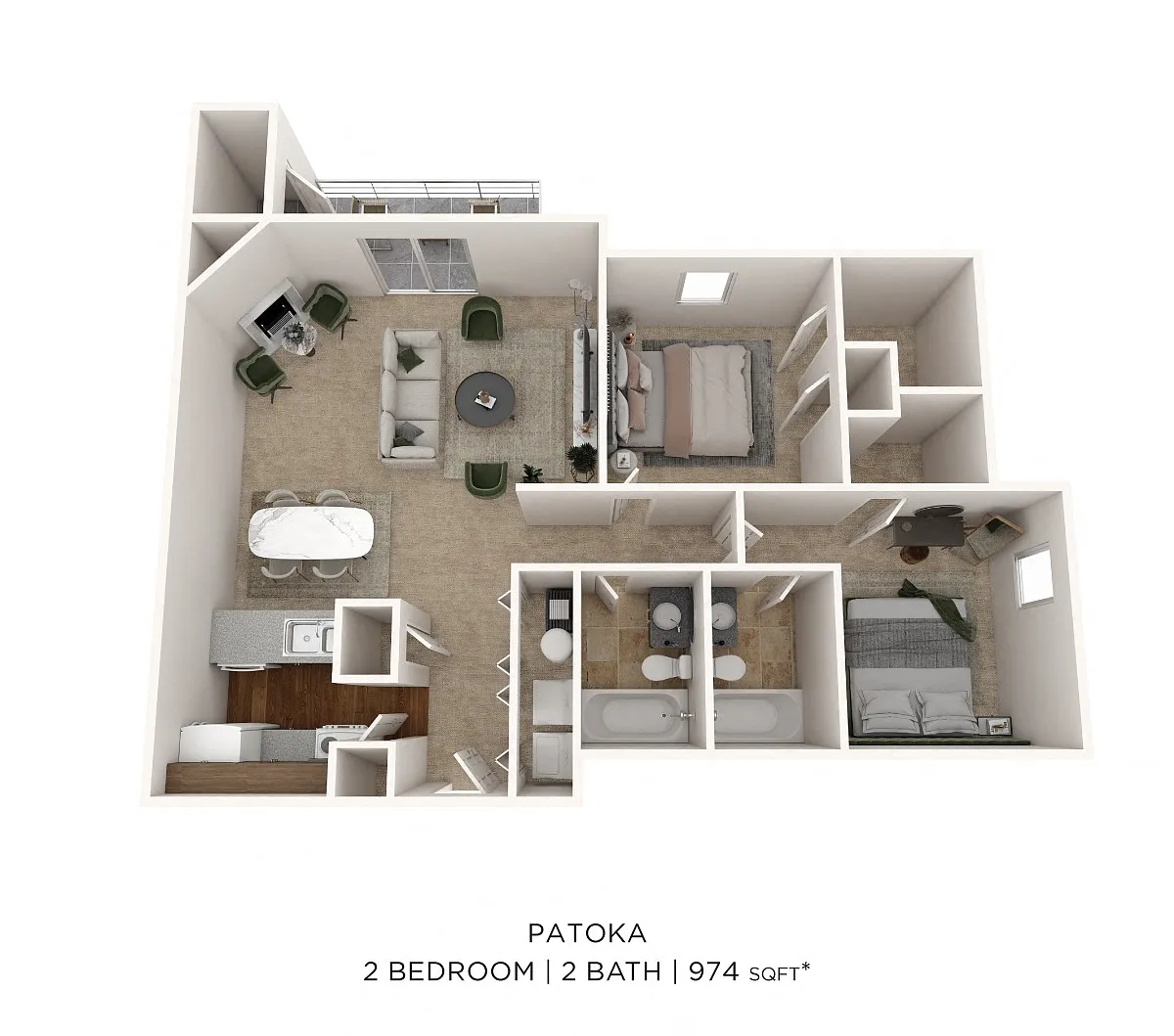 Floor plan Two Bedroom 2 Bath
