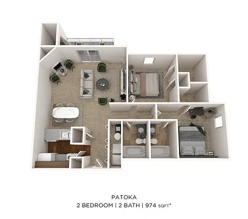 Floor plan Two Bedroom 2 Bath